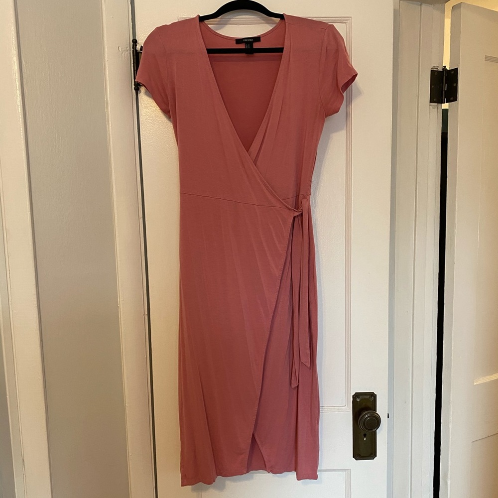 Pink midi wrap dress